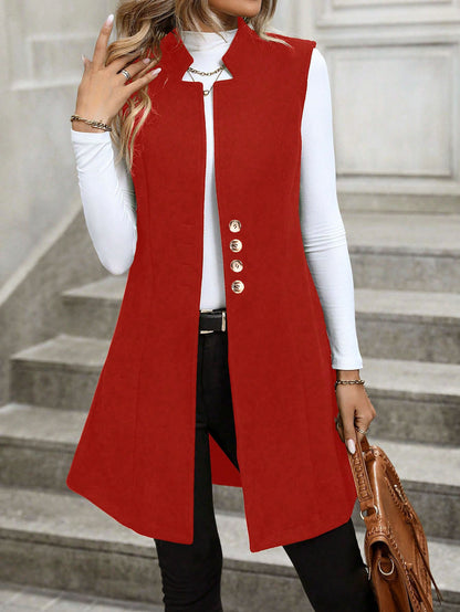 Dames Élégante Gilet en matériau en boucle de haute qualité et détails de boutons stylés Chic und Stil