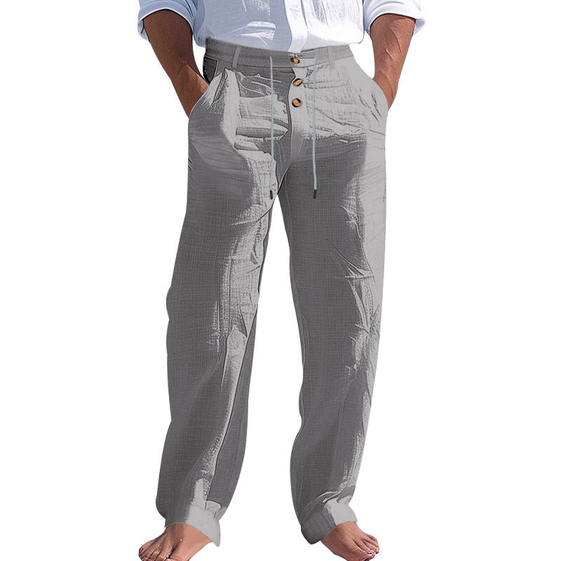 Comfortable beach pants for men with elastic waistband and button closure Chic und Stil