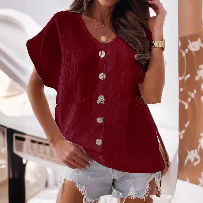 Blouse décontractée pour femmes avec patte de boutonnage et coupe asymétrique Chic und Stil