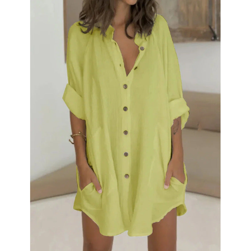 Robe chemise surdimensionnée pour femmes avec poches pratiques et patte de boutonnage Chic und Stil