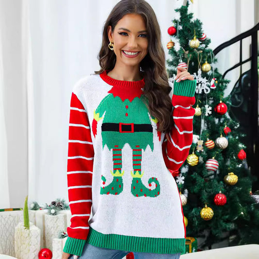 Pull en tricot de Noël pour femmes avec motif de fée ludique et détails colorés modernes Chic und Stil