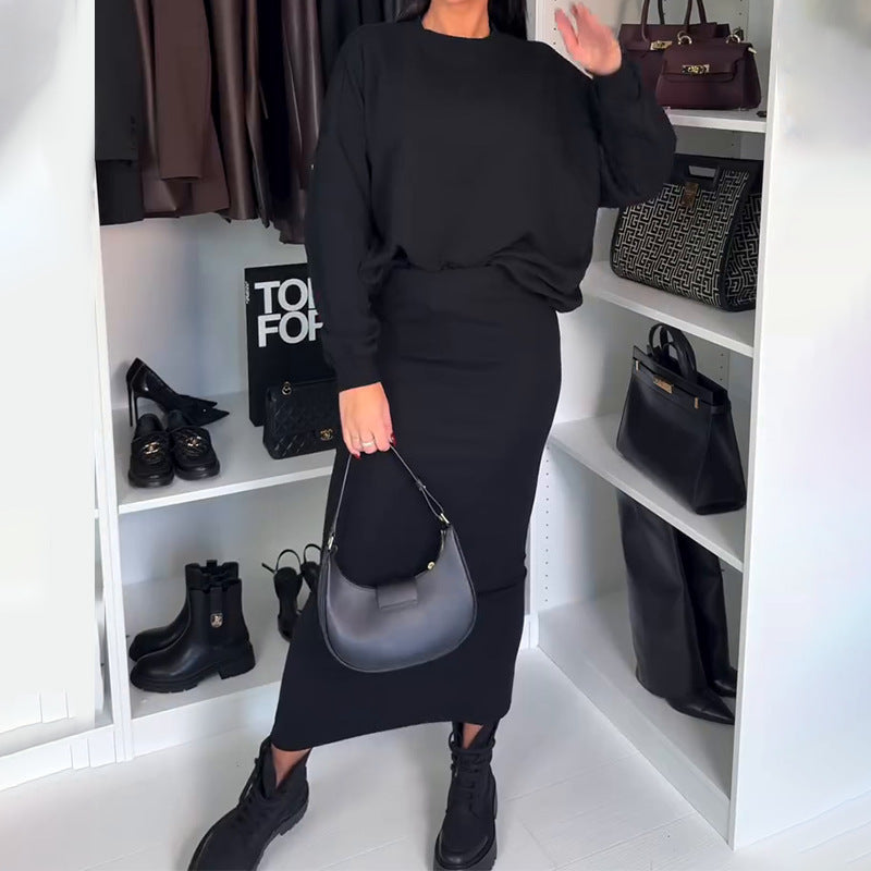 Chic und Stil Ensemble de pull-over oversize pour dames et jupe maxi
