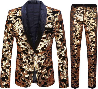 Costume élégant en velours pour hommes avec motif en sequins brillants Chic und Stil