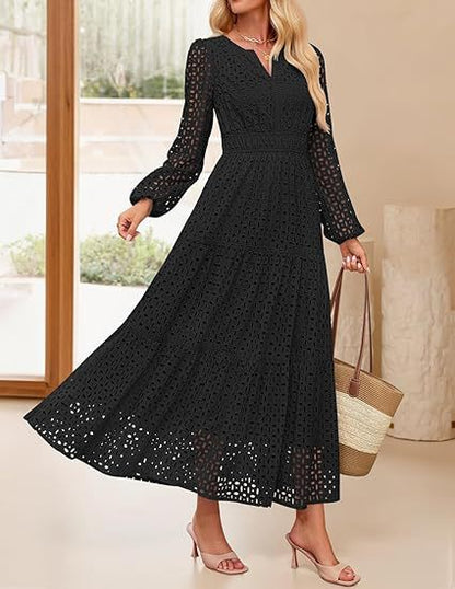 Robe maxi pour femmes au design élégant en crochet Chic und Stil
