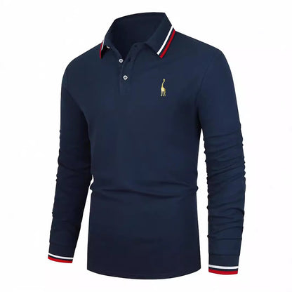 Chemise polo à manches longues pour hommes avec col sportif et poignets contrastés Chic und Stil