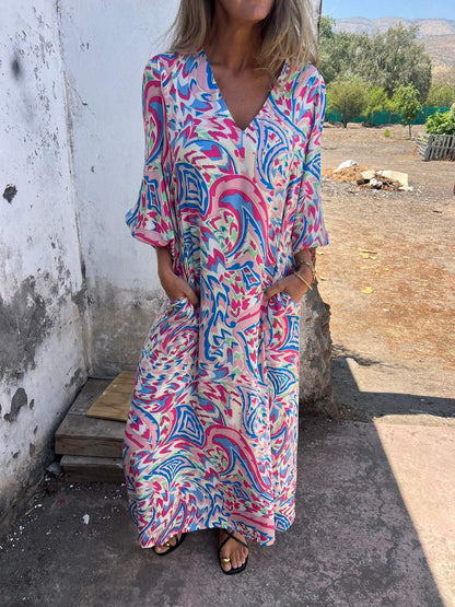 Robe Maxi Imprimée Vibrante Femme Chic und Stil
