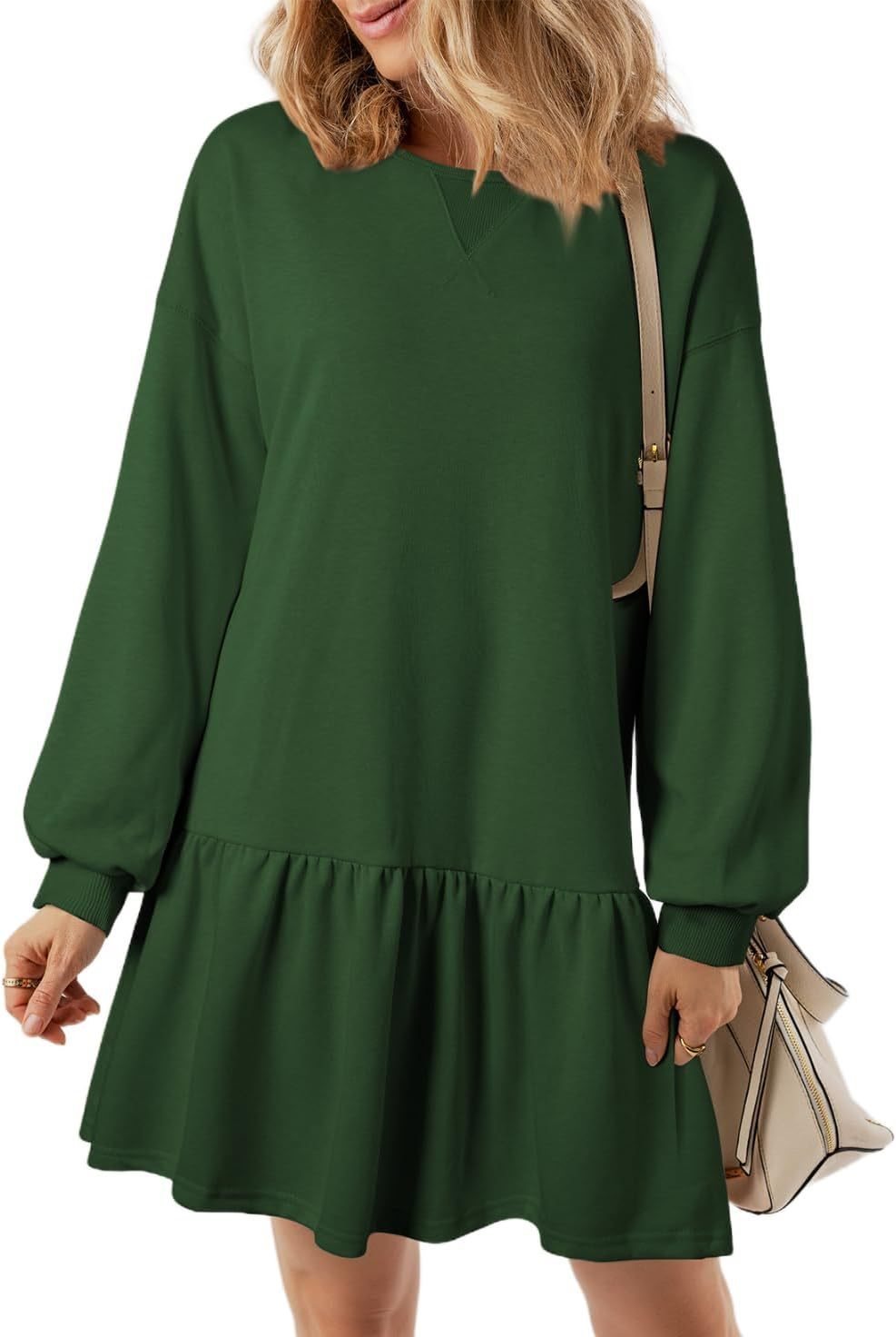 Robe de sweat décontractée pour femmes avec décolleté en V et ourlet à volants Chic und Stil