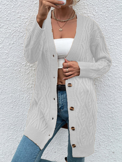 Dames Gros Tricot Cardigan avec design ouvert et boutons pratiques Chic und Stil
