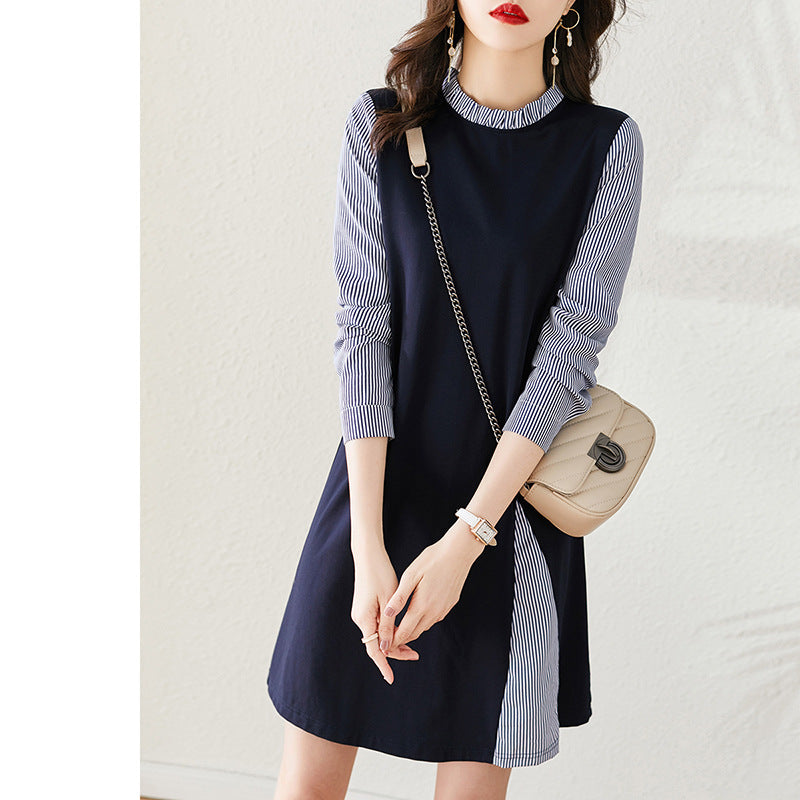 Robe décontractée à manches rayées pour femmes Chic und Stil