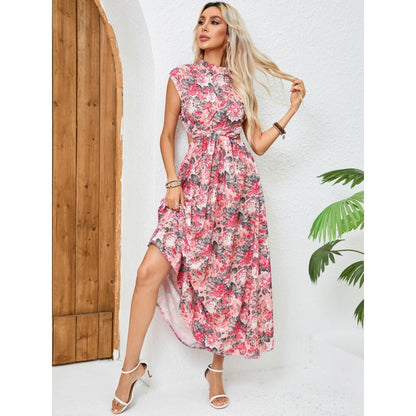 Robe maxi à fleurs fluide pour femmes avec taille ajustable Chic und Stil
