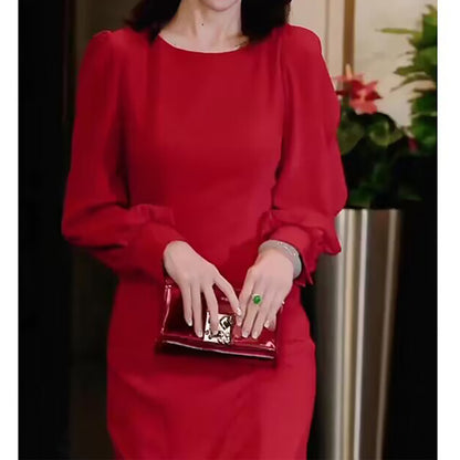 Robe midi élégante pour femmes avec manches bouffantes Chic und Stil 1750847001
