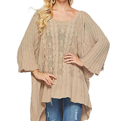 Dame poncho en tricot à coupe ample et motif structuré tendance Chic und Stil