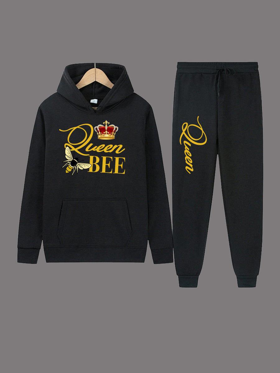 Dames Hoodie et pantalon de jogging Set avec design créatif "Queen Bee" Chic und Stil