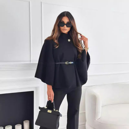 Dames Élégants Capes en Tricot avec Ceinture Chic und Stil