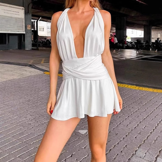 Robe portefeuille pour femmes avec décolleté en V profond et jupe évasée Chic und Stil
