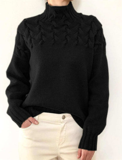 Pull-over à col haut pour femmes avec motif en torsades décoratif Chic und Stil