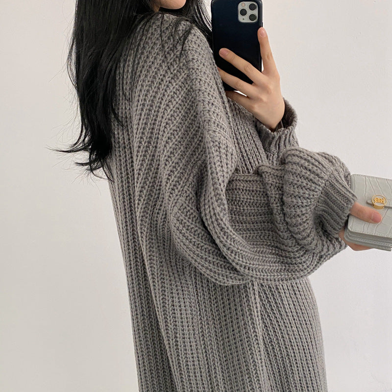 Cardigan en tricot épais pour femmes avec coupe ouverte et finitions de manches confortables Chic und Stil