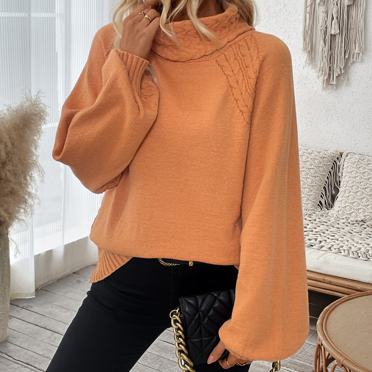 Pull en tricot pour femmes avec col montant Chic und Stil