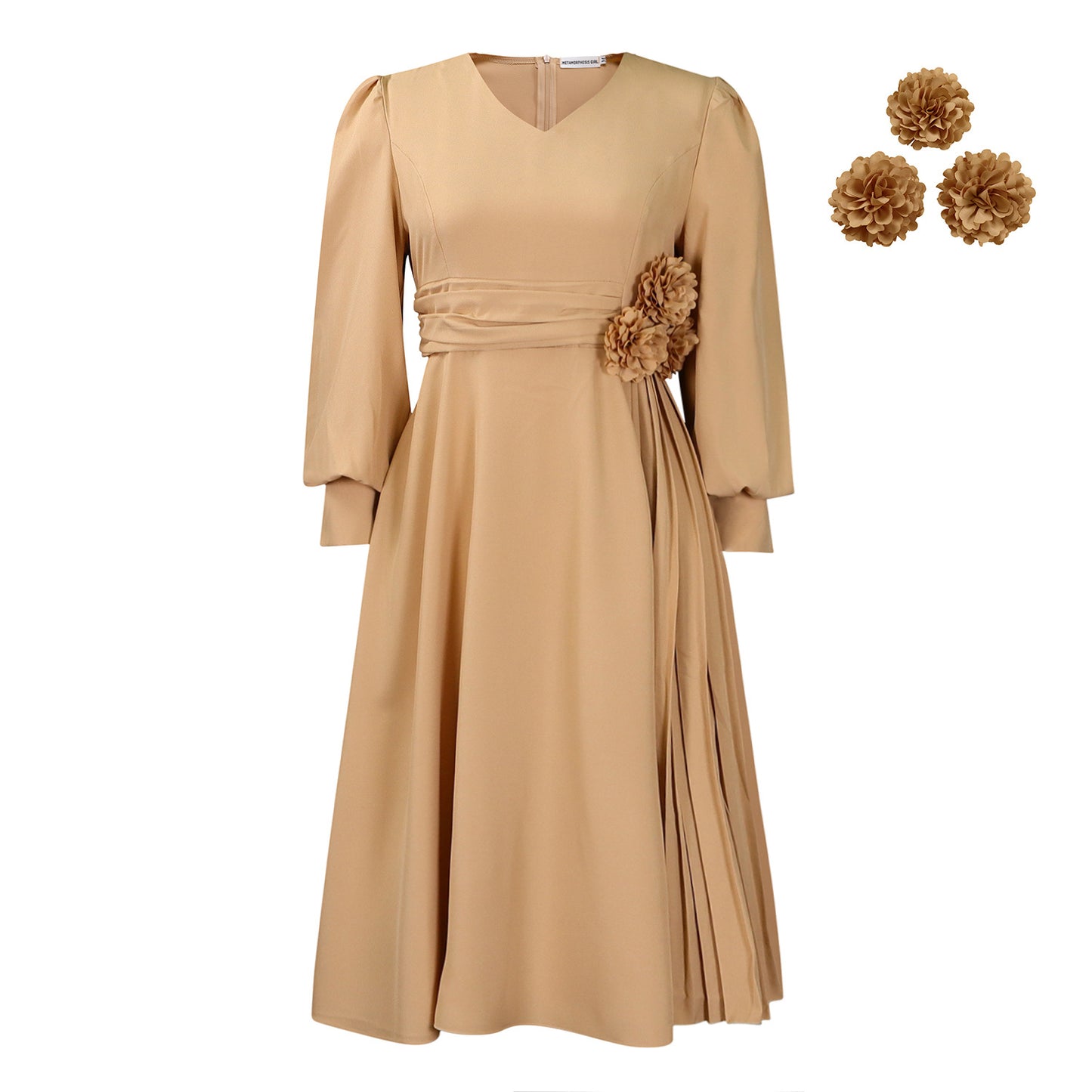 Robe élégante pour femmes avec accent floral décoratif et drapé Chic und Stil