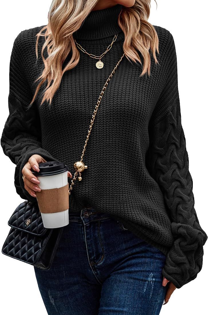 Pull en maille épaisse pour femmes avec un design de tresses moderne et un col haut Chic und Stil