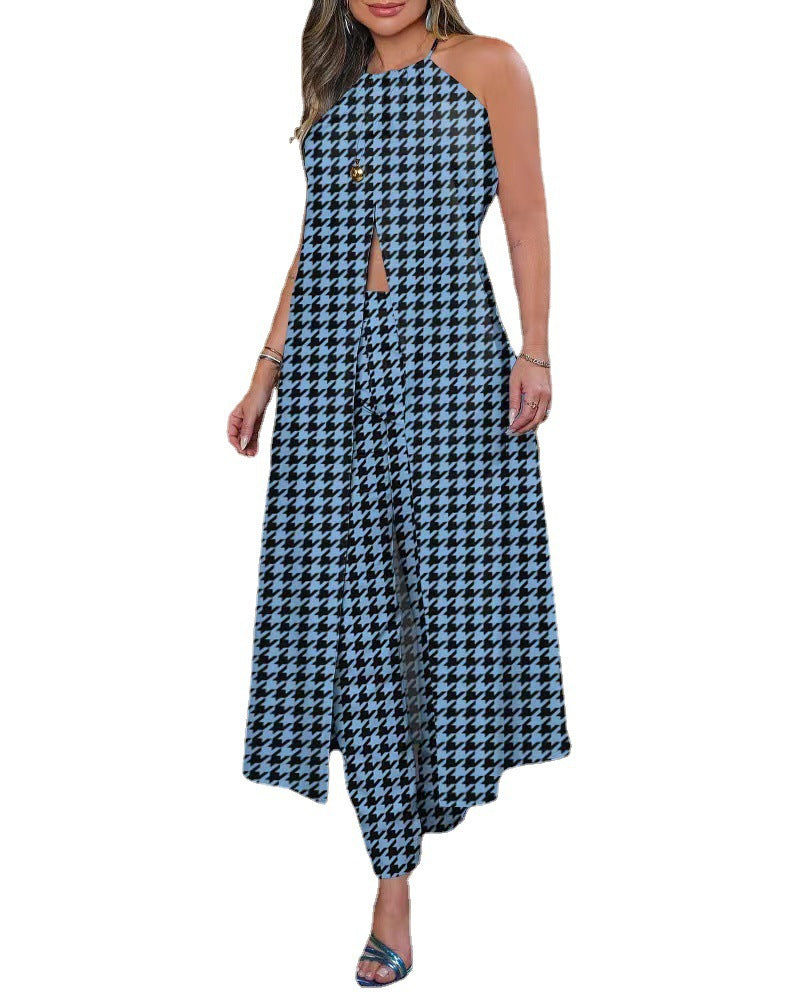 Robe maxi pour femmes avec coupe flatteuse et motif prince de Galles tendance Chic und Stil