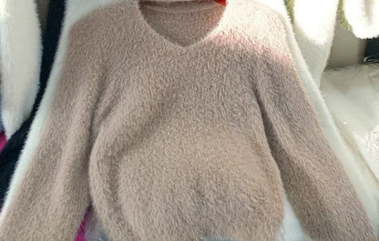 Pull en V avec col haut pour femmes douce Chic und Stil