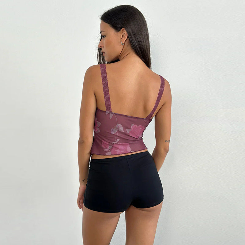 Dames Fleurs Dentelle Camisole Top Chic und Stil