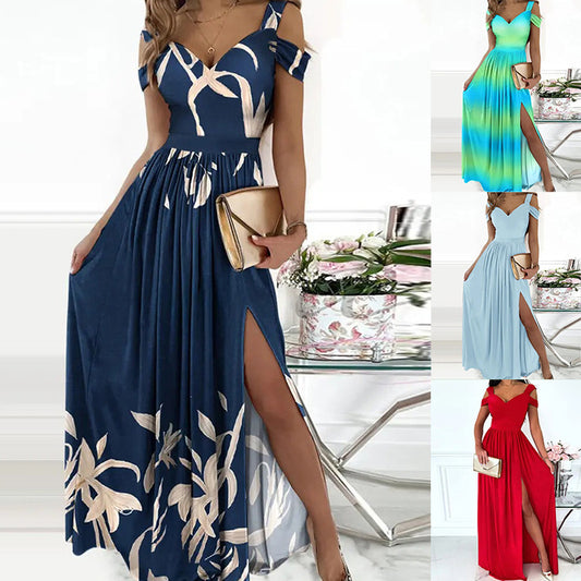 Robe maxi pour femmes avec décolleté charmant et fente asymétrique Chic und Stil