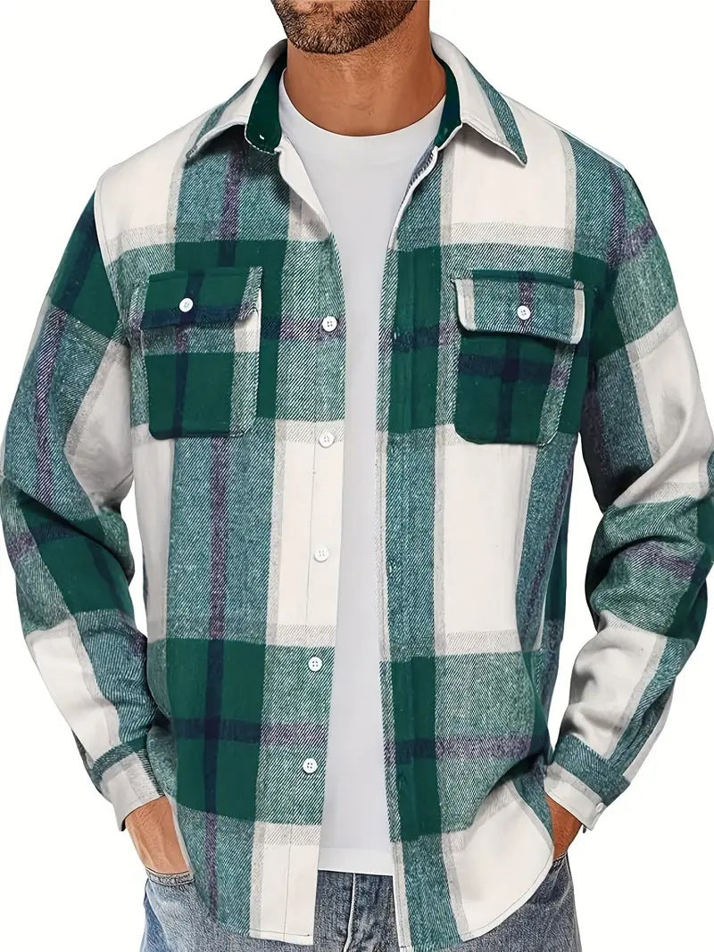 Chemise à carreaux en flanelle pour hommes avec poches poitrine doubles Chic und Stil
