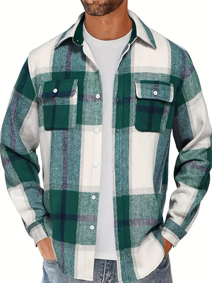 Chemise à carreaux en flanelle pour hommes avec poches poitrine doubles Chic und Stil
