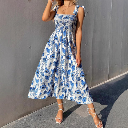 Robe maxi à bretelles smockées pour dames Chic und Stil