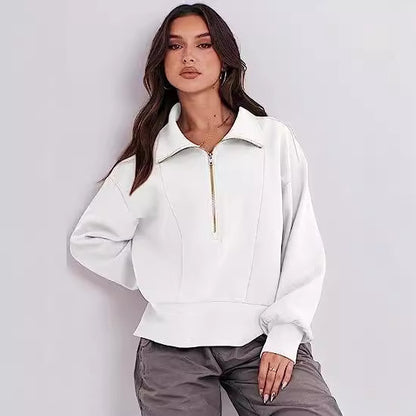 Pull décontracté pour femmes avec col montant et fermeture éclair Chic und Stil
