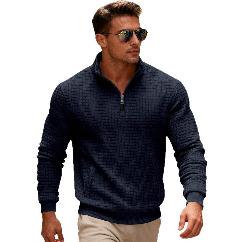 Men's fleece pullover with high collar and practical zipper Chic and style