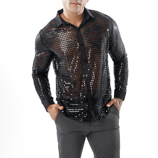 Hommes Chemise de fête brillante avec motifs en strass Chic und Stil