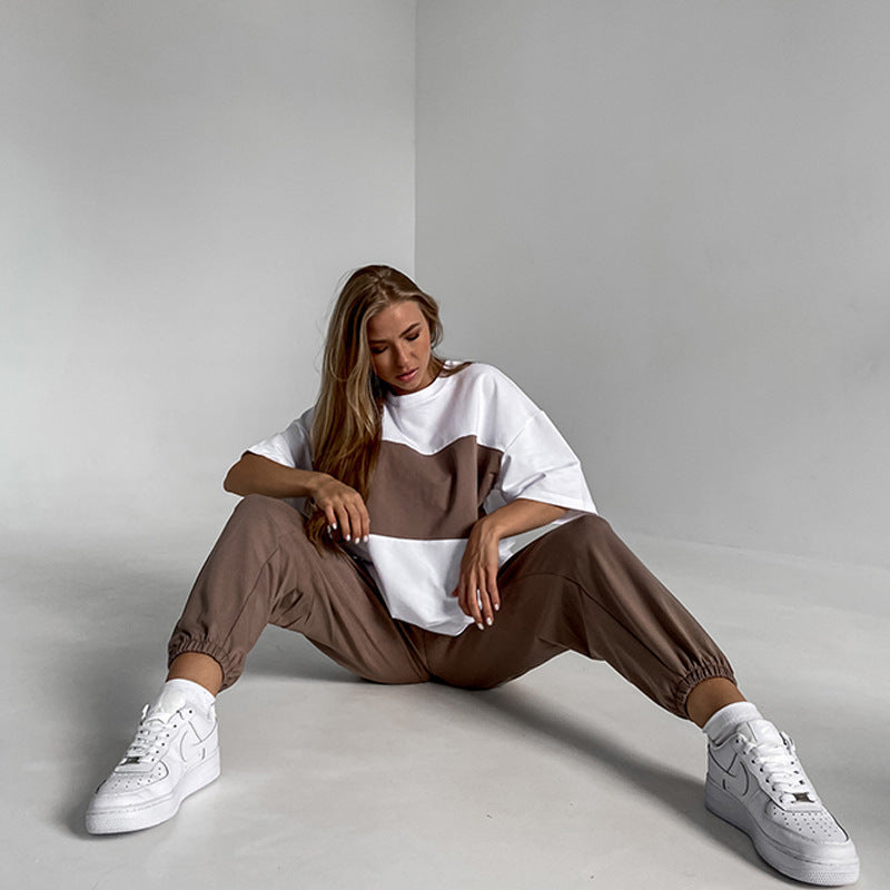 Women's casual oversized loungewear set with cropped top and elastic pants Chic and Style