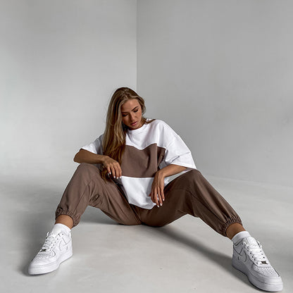 Women's casual oversized loungewear set with cropped top and elastic pants Chic and Style
