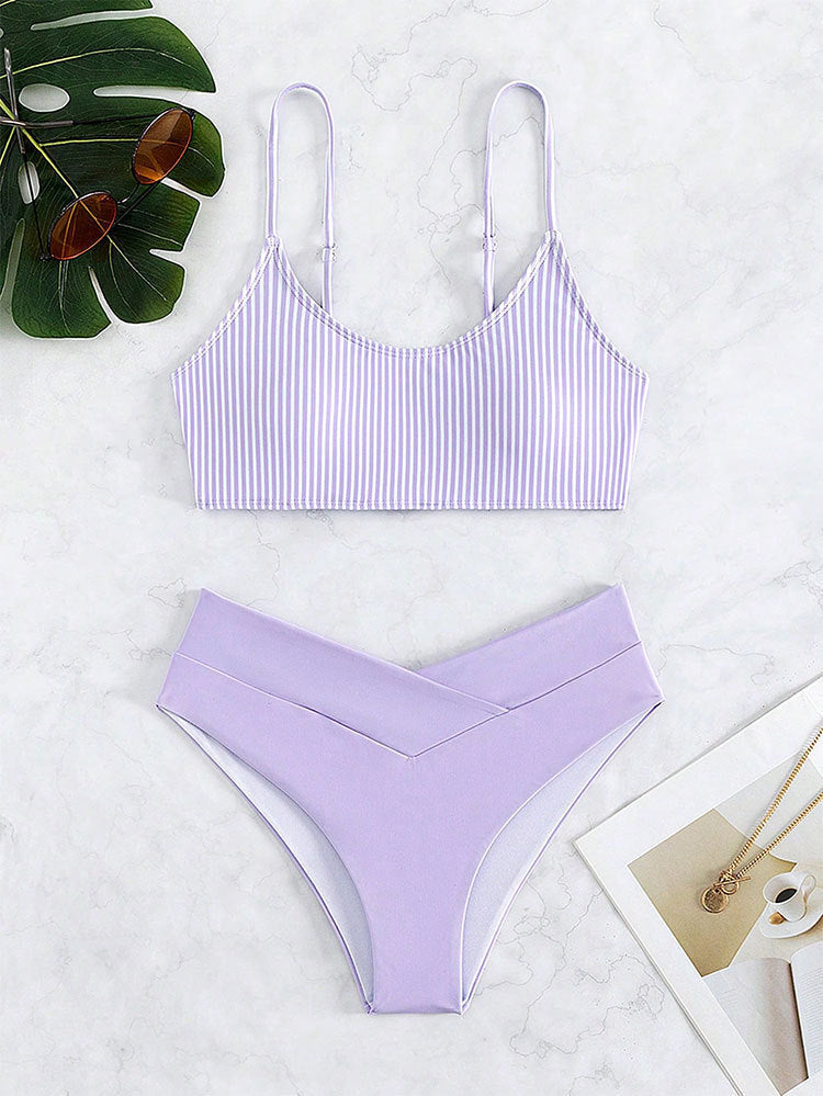 Dames Ensemble de bikini bralette rayé élégant Chic und Stil