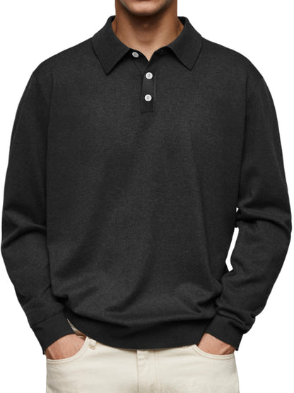 Men's long sleeve polo in soft cotton blend Chic und Stil