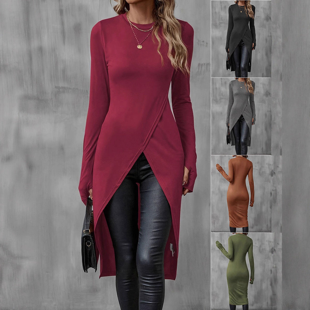 Asymmetrical long t-shirt for women with an elegant draped effect Chic und Stil