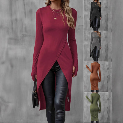 Asymmetrical long t-shirt for women with an elegant draped effect Chic und Stil