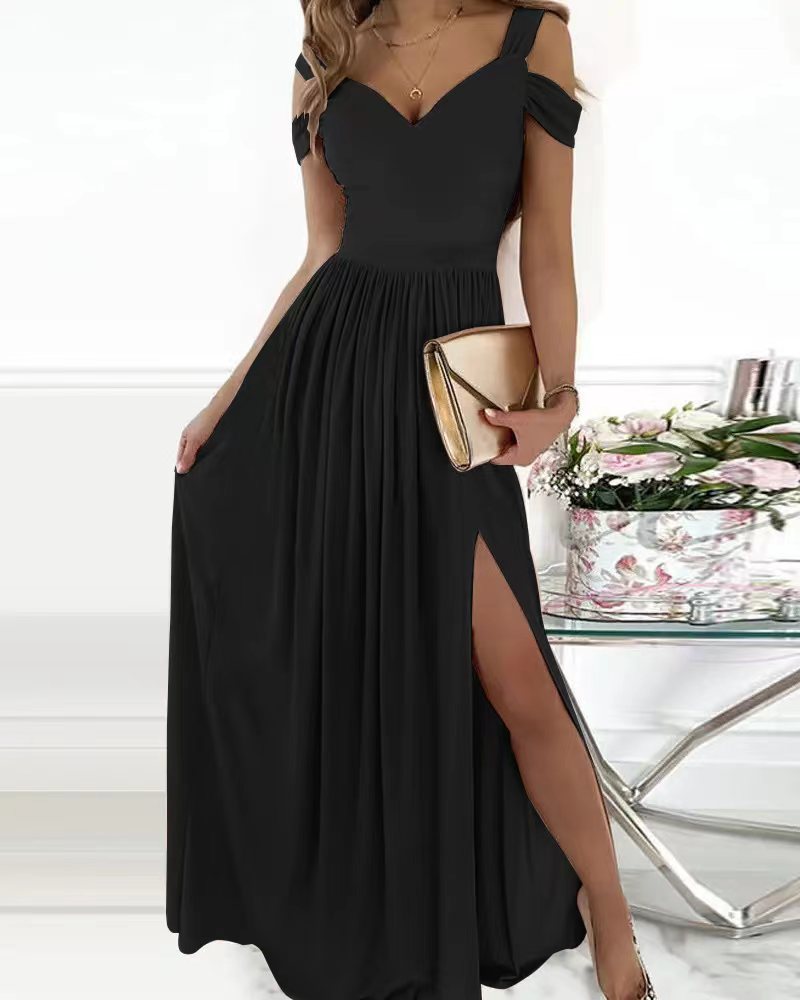 Robe maxi pour femmes avec décolleté charmant et fente asymétrique Chic und Stil