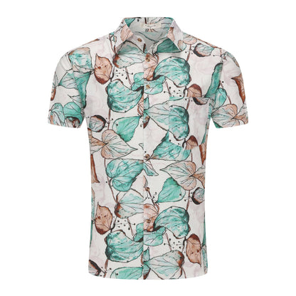 Chemise à manches courtes pour hommes avec des accents floraux et en tissu respirant Chic und Stil