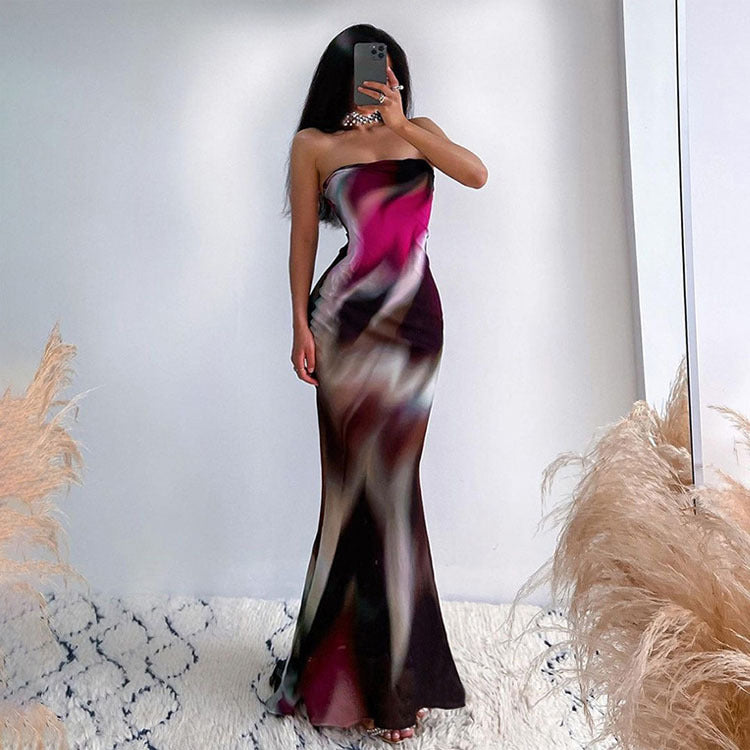 Robe de soirée maxi sans bretelles pour dames Chic und Stil