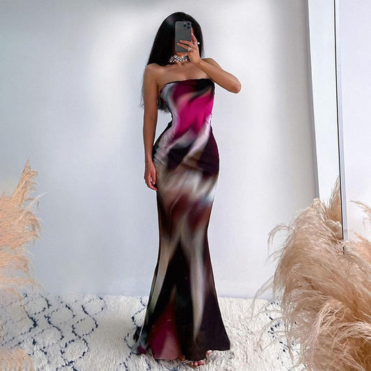 Robe de soirée maxi sans bretelles pour dames Chic und Stil