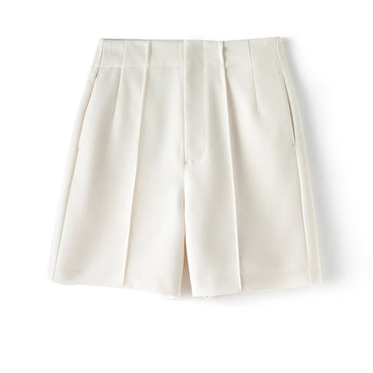 Shorts plissés taille haute ajustés pour femmes Chic und Stil