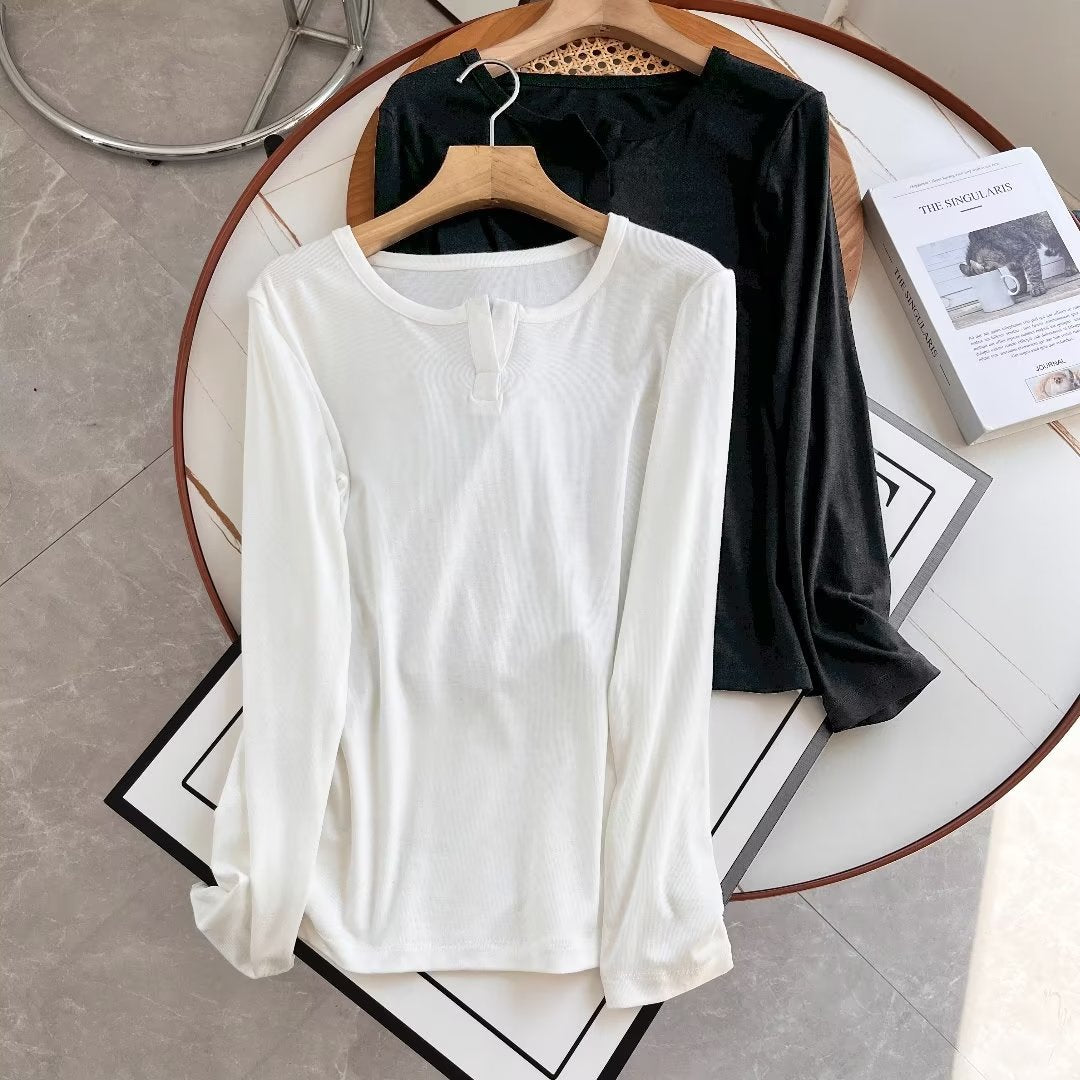 Haut décontracté à manches longues pour femmes avec patte de boutonnage Chic & Stil