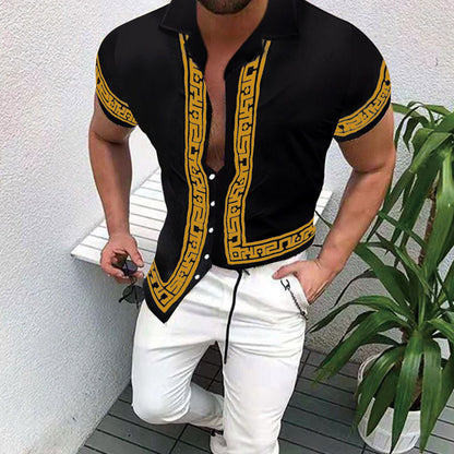 Chemise à manches courtes géométrique à boutons Chic und Stil