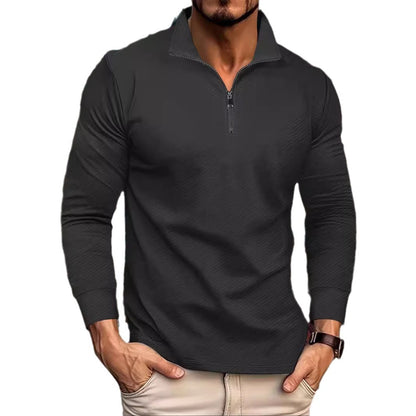 Chemise à manches longues pour hommes avec col montant et ouverture zippée pratique Chic und Stil