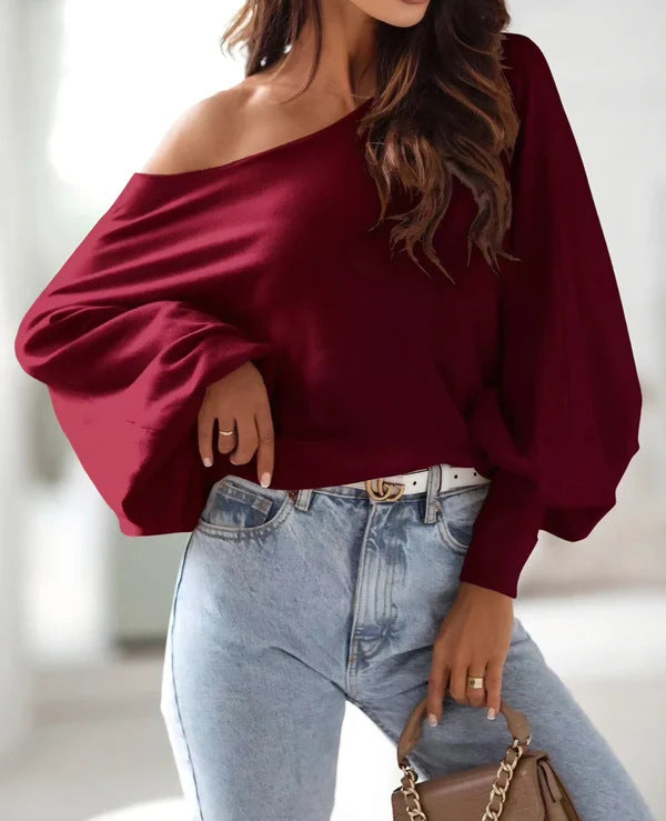 Pull oversized pour femmes avec une coupe asymétrique et un décolleté plongeant Chic und Stil