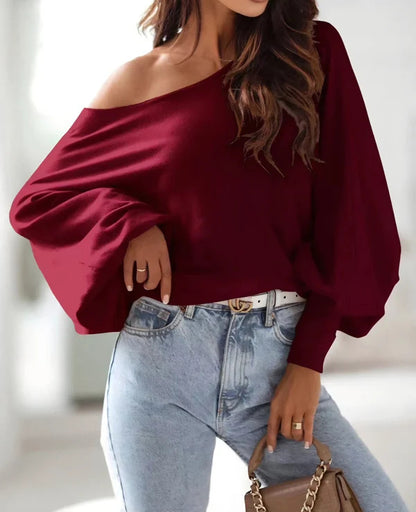 Pull oversized pour femmes avec une coupe asymétrique et un décolleté plongeant Chic und Stil